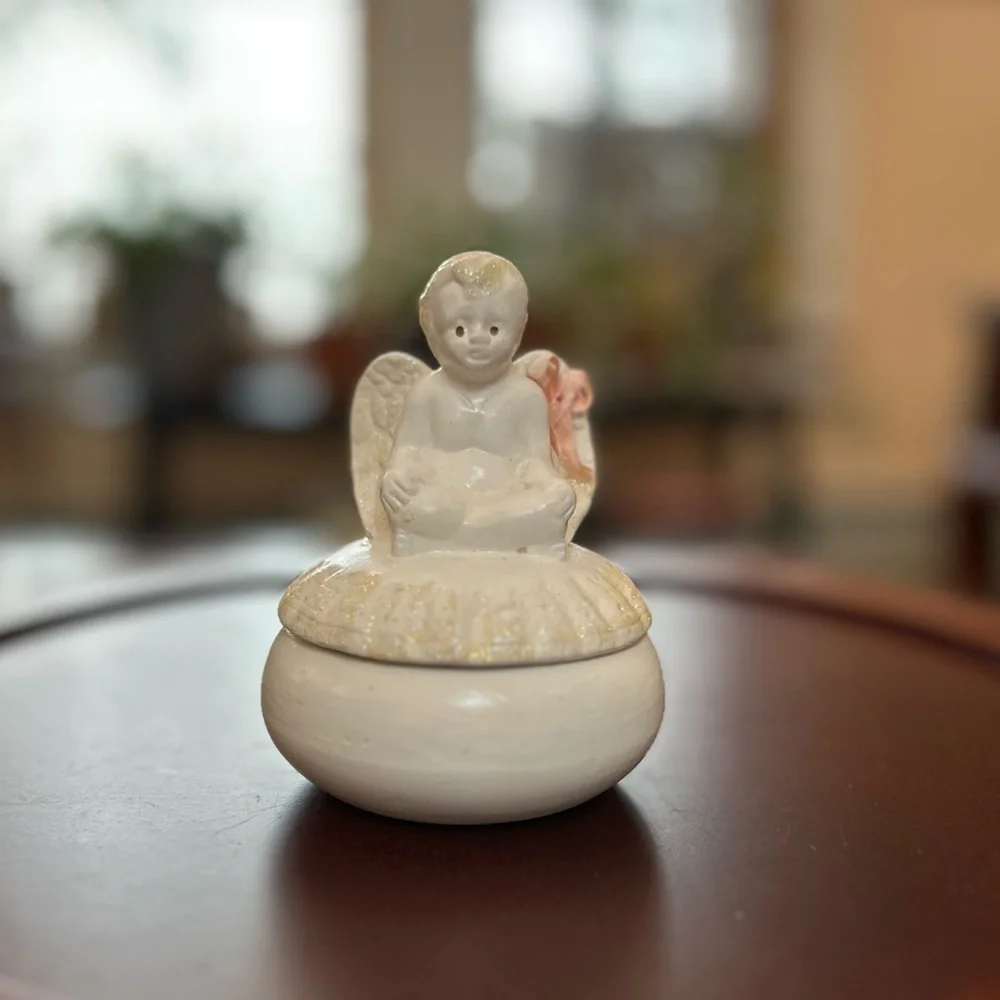 Vintage Angel Figurines Lot (3)+Trinket Dish | Gothic Kitsch DIY/Repurpose Decor